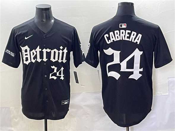Men%27s Detroit Tigers #24 Miguel Cabrera Black Motor Gothic Edition Vapor Premier Limited Stitched Jersey